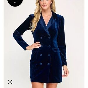 City Studios Deep Blue Velvet Mini Dress